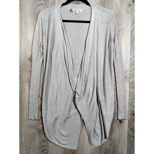 Jennifer Lopez Open Front Cardigan Sweater Womens Extra Small Metallic Silver